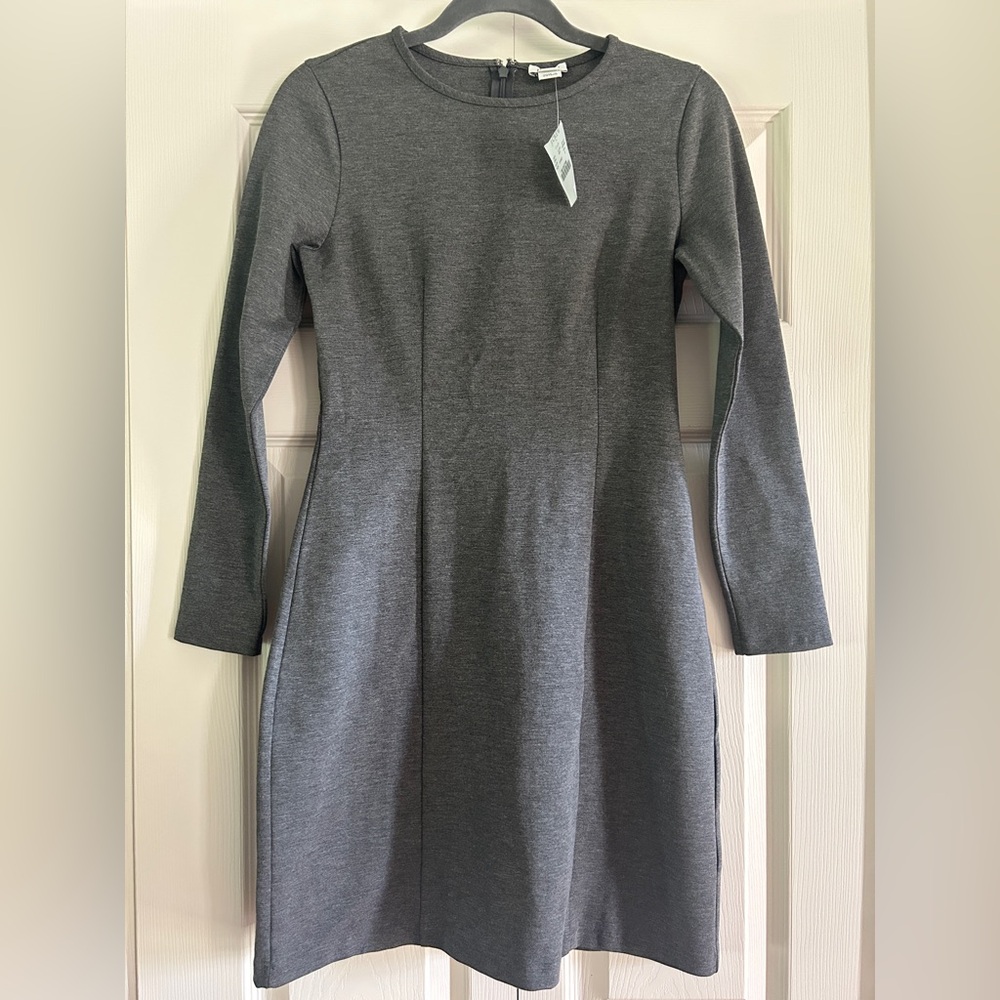 J Crew Dress Women’s Size 2 Gray Long Sleeve Stretch Sheath Business Career NWT